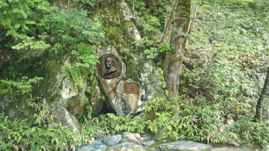 ウェストン碑周辺のイメージ図: 川音と山並み