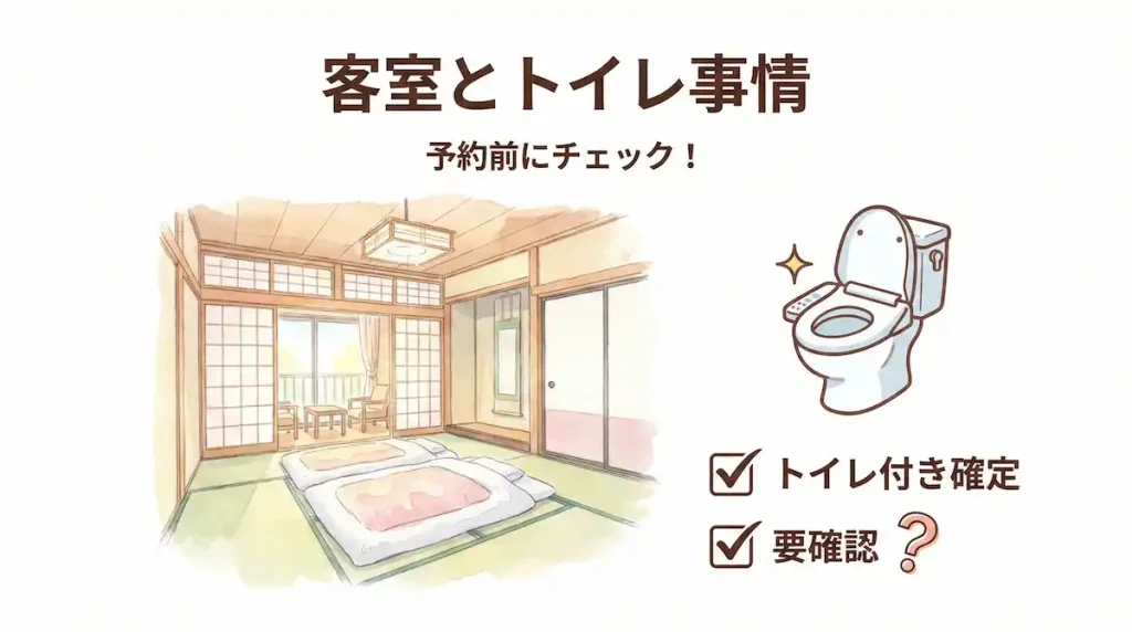 予約前にチェックした方が良い、客室とトイレ事情
