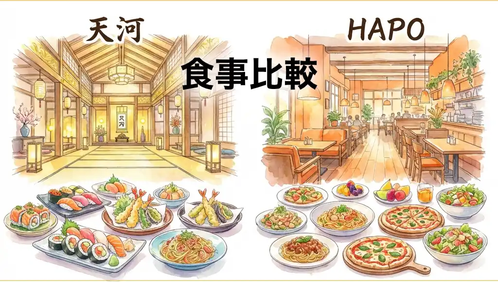 食事比較 天河 vs HAPO