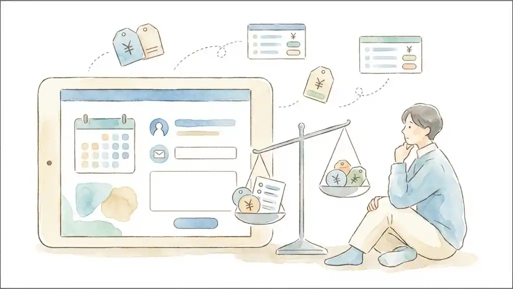 舞浜ユーラシアの多彩な客室タイプを水彩画で表現。畳の和室、バルコニー付き洋室、広々としたスイートルームが並ぶイメージ