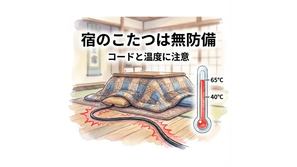 宿のこたつは無防備