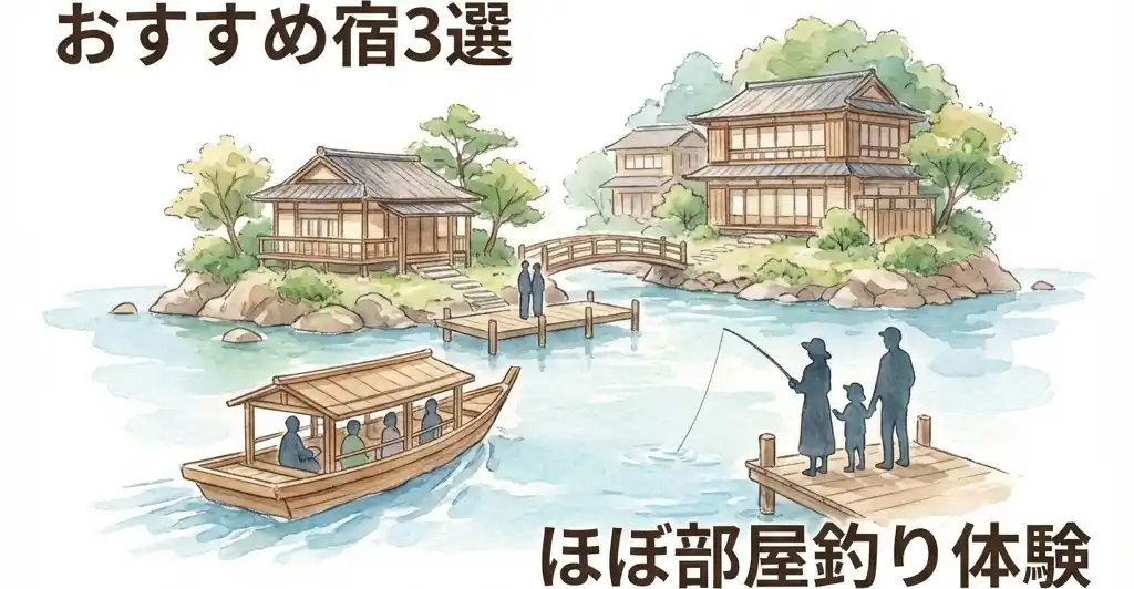 おすすめ宿セクションのイメージ図:ほぼ部屋釣り体験