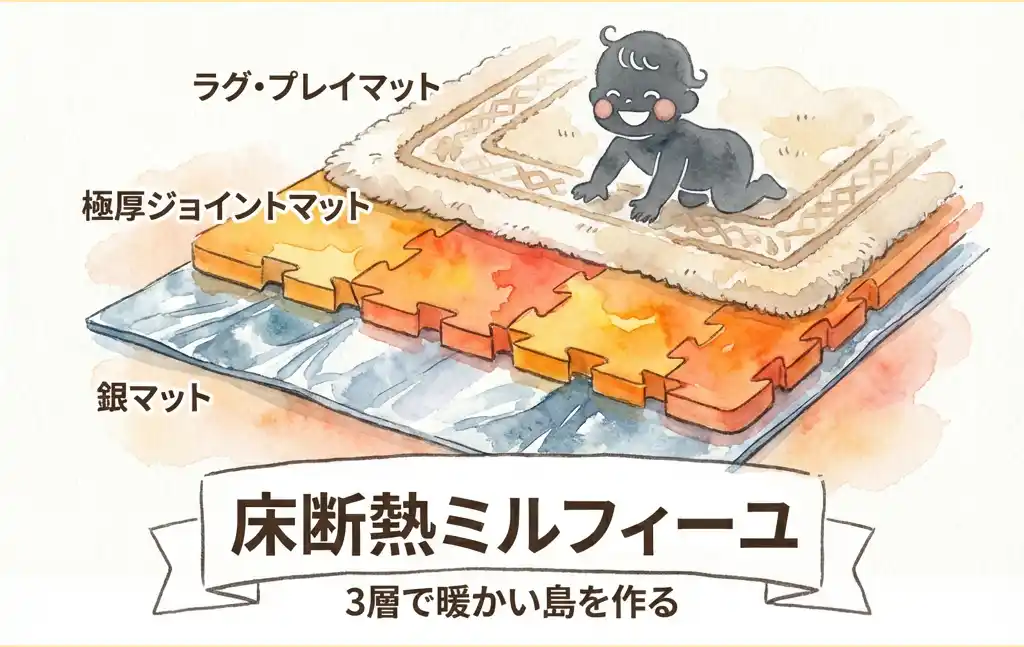 セクション4: 床断熱ミルフィーユ - 3層で暖かい島を作る