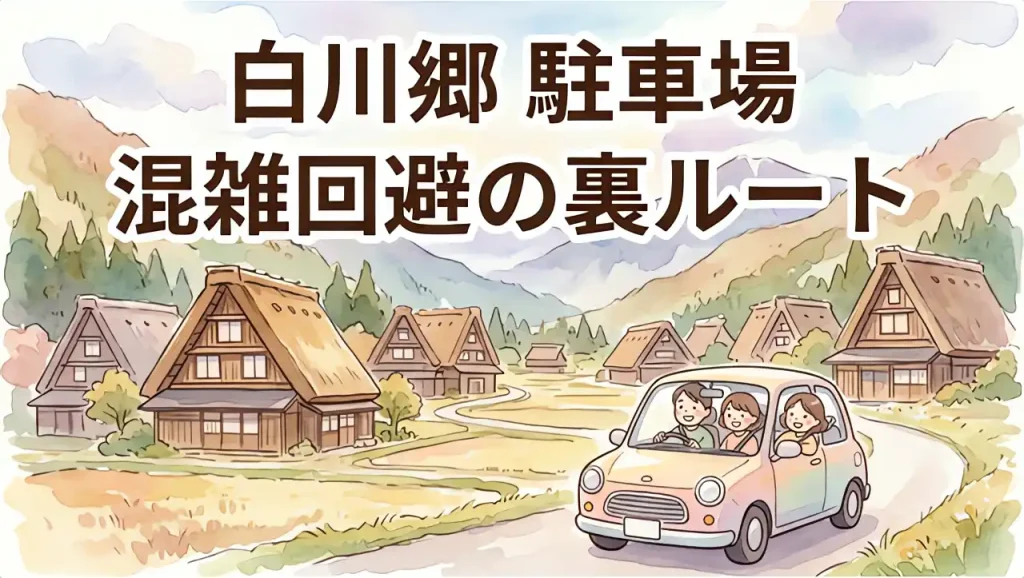 白川郷の駐車場混雑を回避し、渋滞知らずの裏ルートでスムーズに到着するドライブの様子