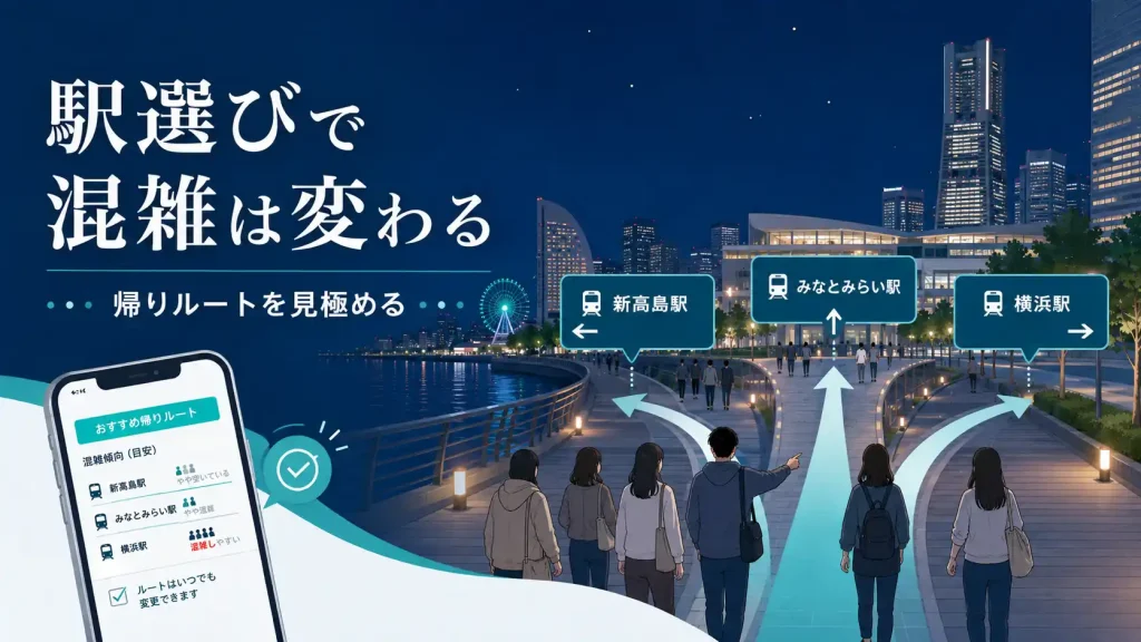 終演後にどの駅に向かうかで混雑は変わる