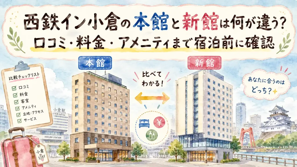 西鉄イン小倉の本館と新館は何が違う？口コミ・料金・アメニティまで宿泊前に確認